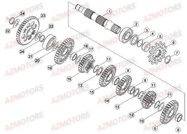 Boite A Vitesses 2 AZMOTORS PiÃ¨ces BETA RR XTRAINER 300 2T - (2017)