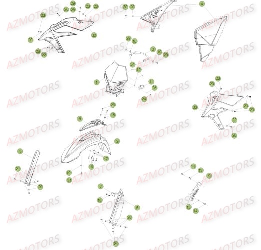 Carenages Avant AZMOTORS PiÃ¨ces BETA RR XTRAINER 300 2T - (2017)