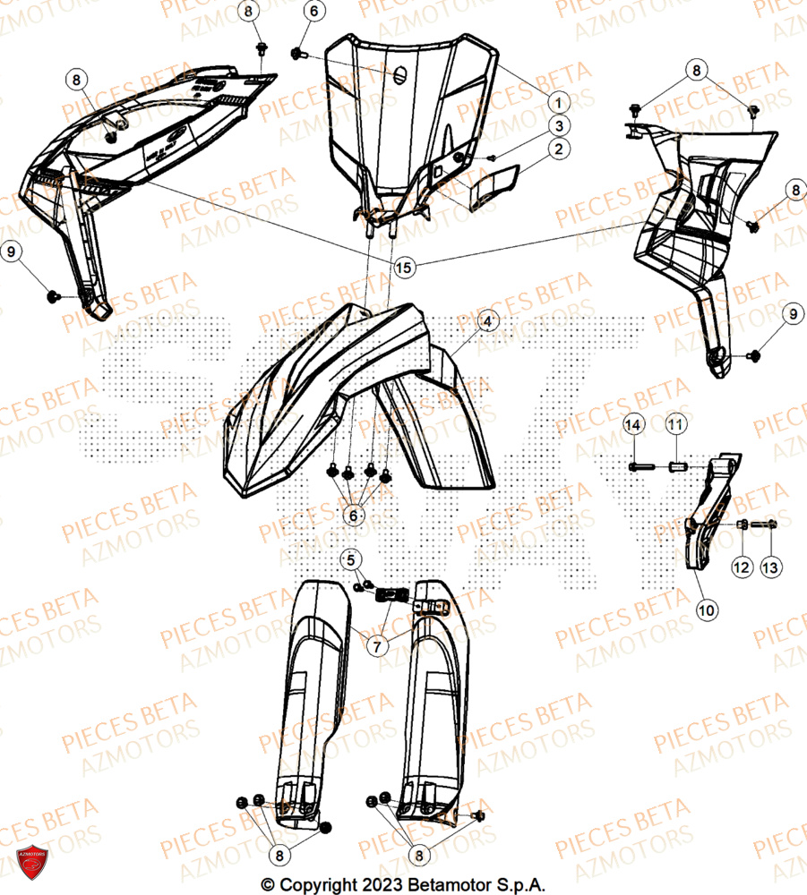 Carenage Avant AZMOTORS Pieces BETA CROSS RX 250 2T - (2026)