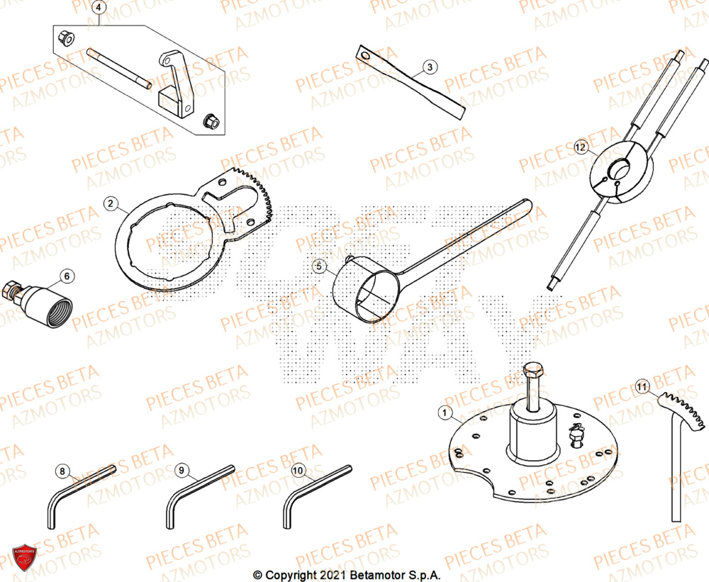 Outils 2 AZMOTORS Pieces BETA CROSS RX 250 2T - (2026)