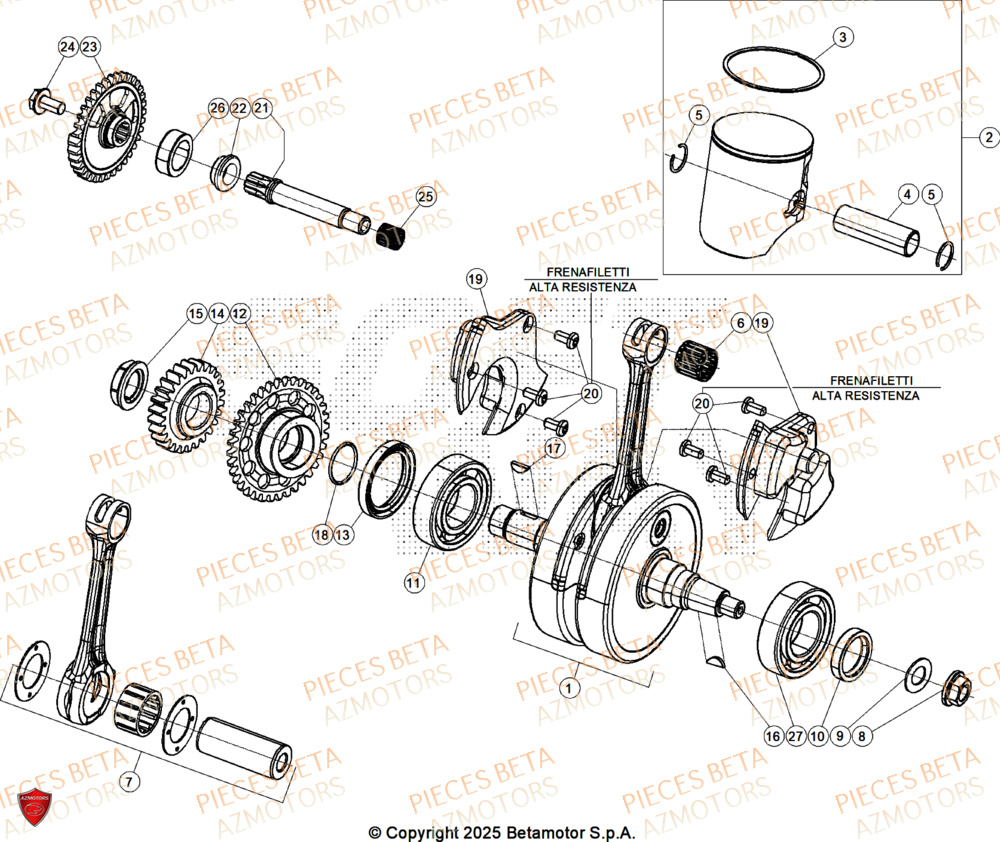 Vilebrequin AZMOTORS Pieces BETA CROSS RX 250 2T - (2026)