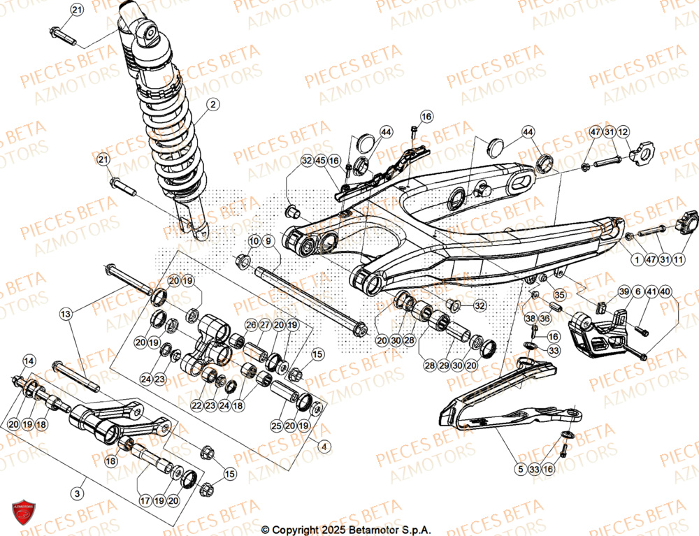 Bras Oscillant AZMOTORS Pieces BETA CROSS RX 350 2T - (2026)