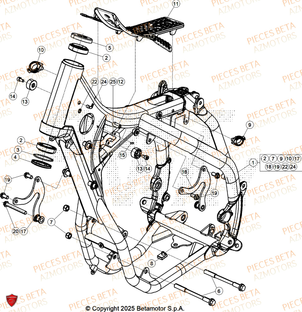 Chassis AZMOTORS Pieces BETA CROSS RX 350 2T - (2026)