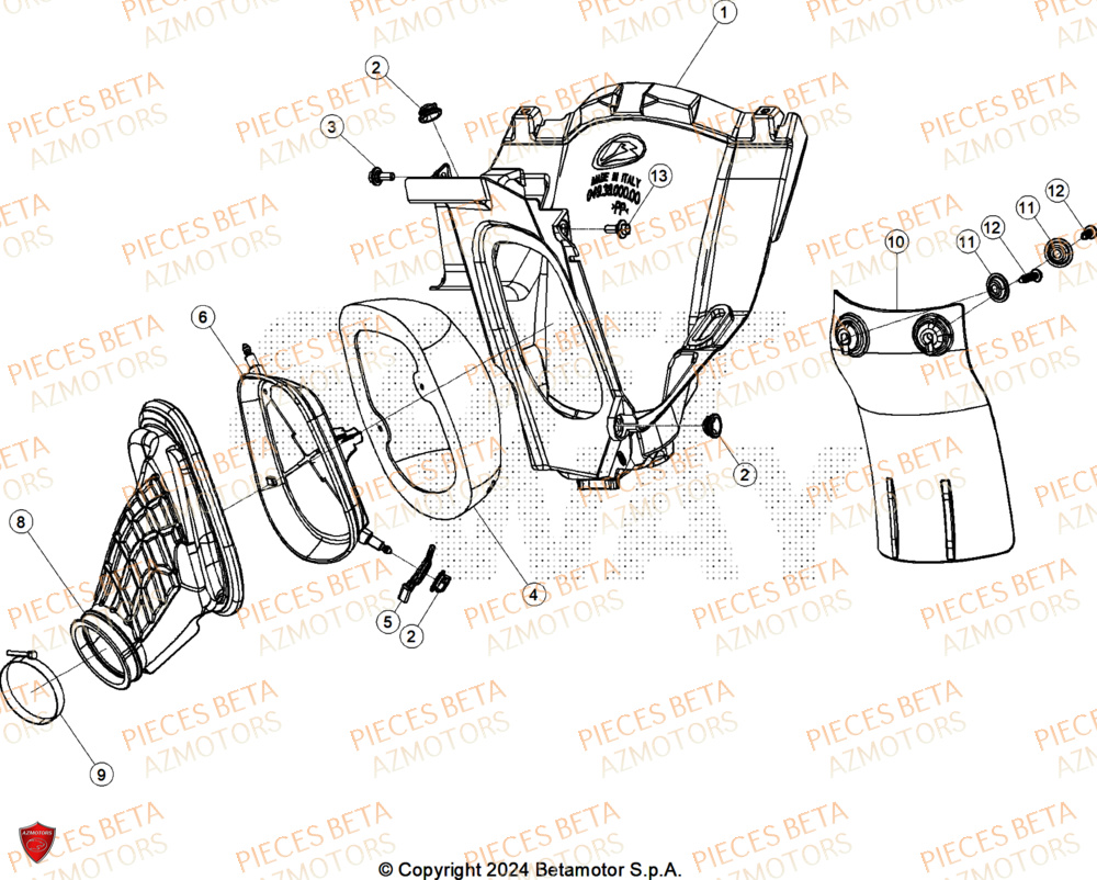 Filtre A Air AZMOTORS Pieces BETA CROSS RX 350 2T - (2026)