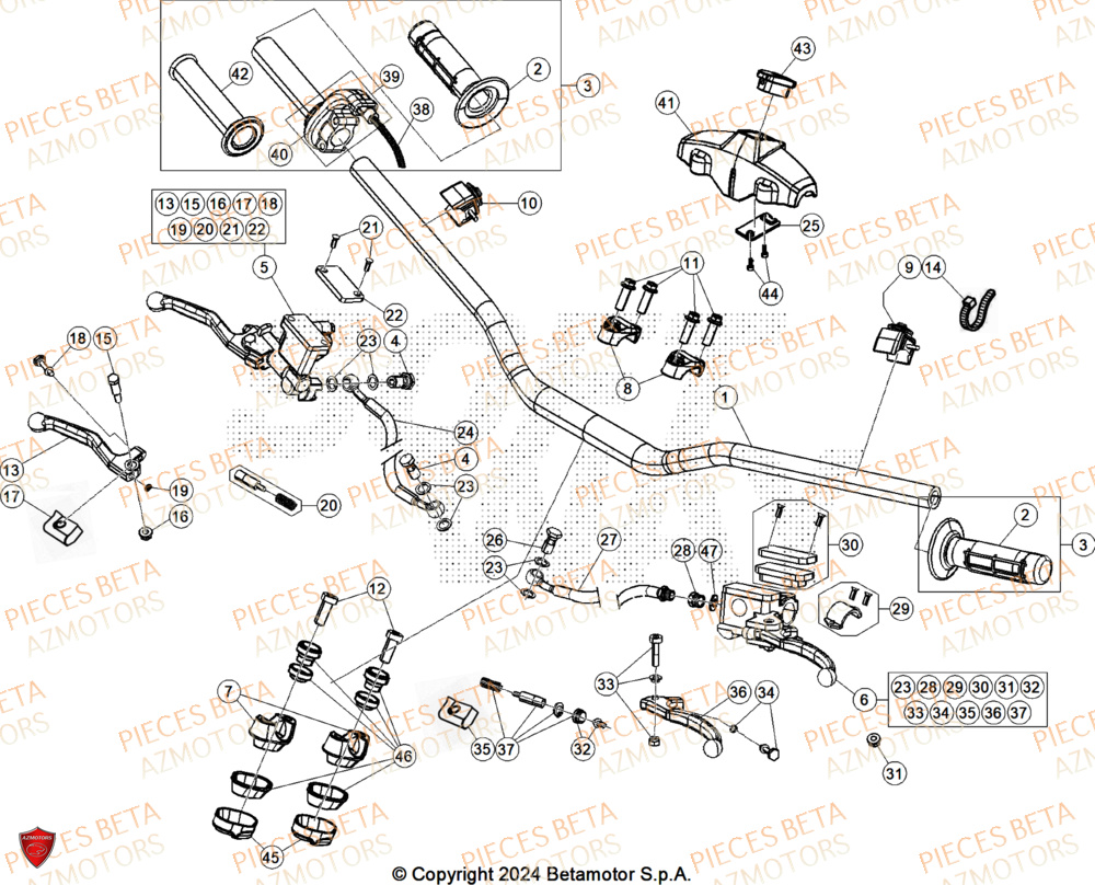 Guidon AZMOTORS Pieces BETA CROSS RX 350 2T - (2026)