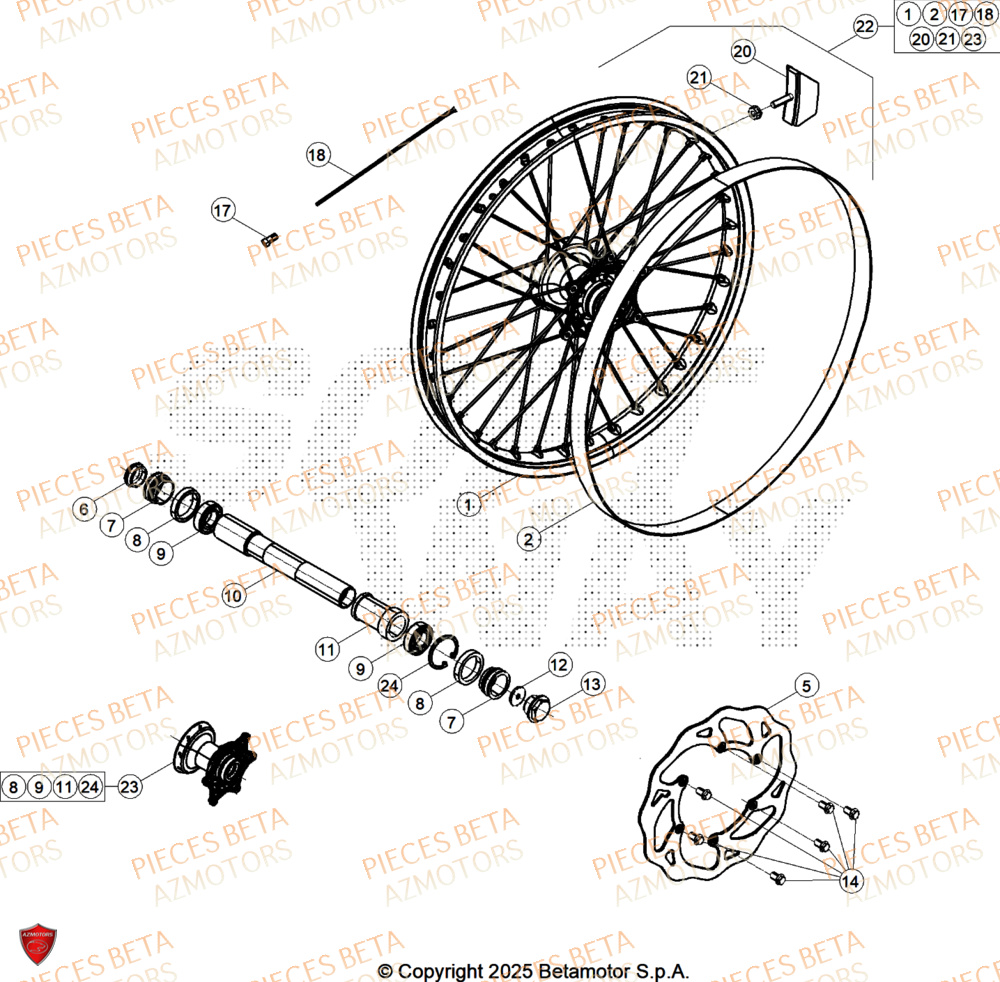 Roue Avant AZMOTORS Pieces BETA CROSS RX 350 2T - (2026)