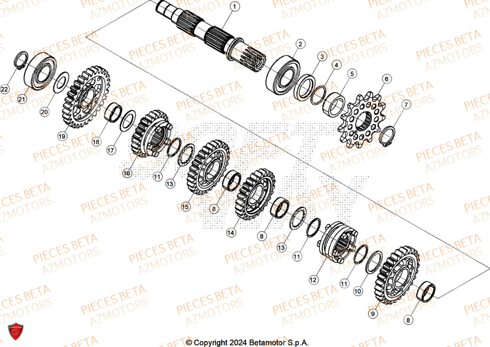 Transmission AZMOTORS Pieces BETA CROSS RX 350 2T - (2026)