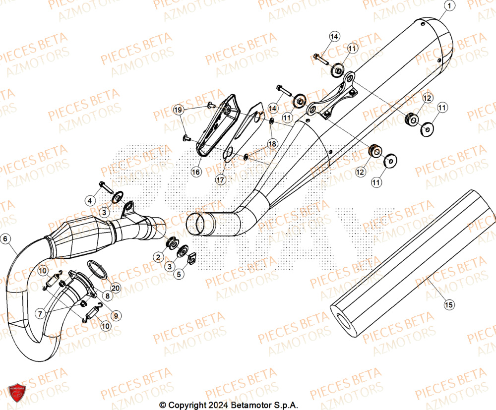 Echappement AZMOTORS Pieces BETA CROSS RX 450 4T - (2026)