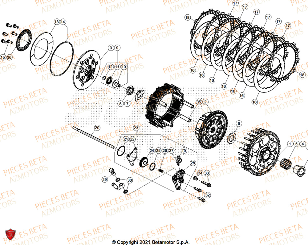 Embrayage AZMOTORS Pieces BETA CROSS RX 450 4T - (2026)
