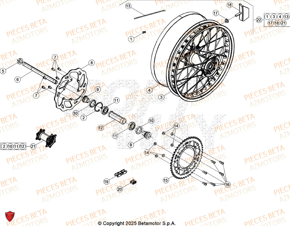 Roue Arriere AZMOTORS Pieces BETA CROSS RX 450 4T - (2026)
