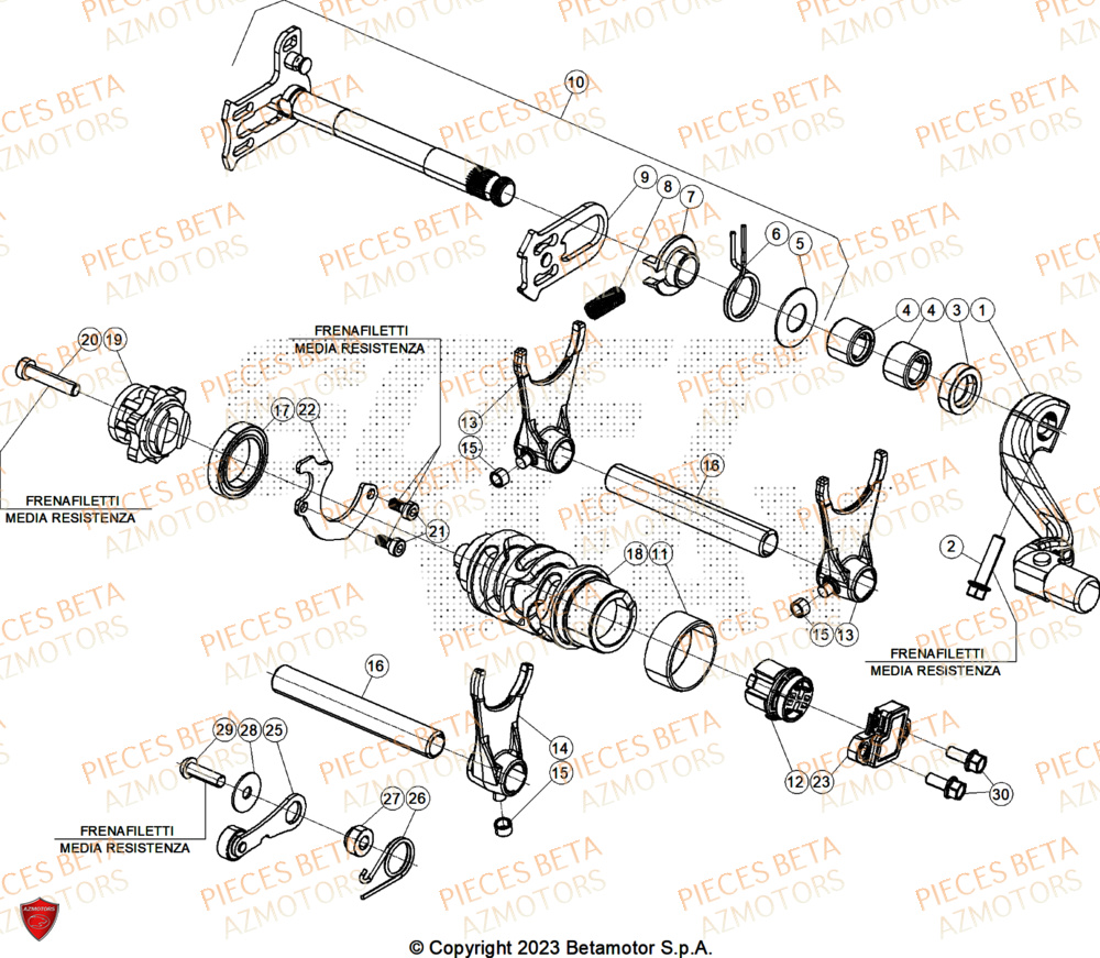 Selecteur De Vitesses AZMOTORS Pieces BETA CROSS RX 450 4T - (2026)