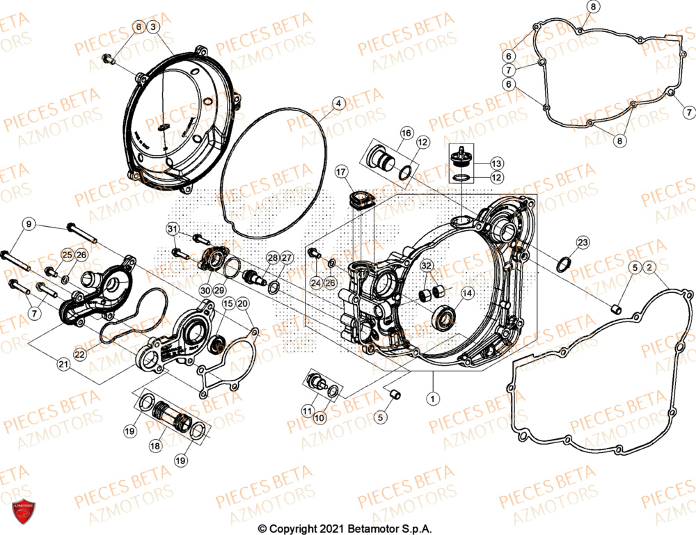 Carter D Embrayage AZMOTORS Pieces BETA CROSS RX 300 2T - (2024)