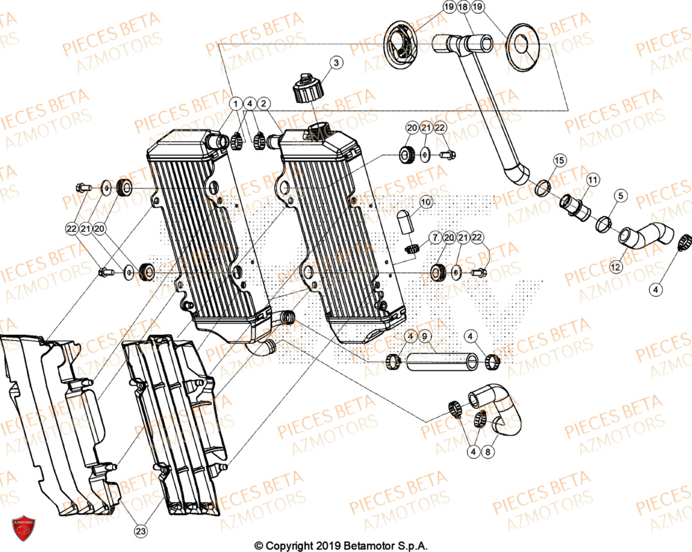 Radiateur AZMOTORS Pieces BETA CROSS RX 300 2T - (2024)
