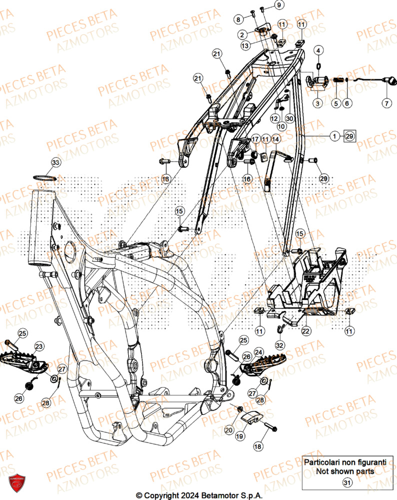 Accessoires Du Chassis AZMOTORS Pieces BETA CROSS RX 300 2T - (2025)