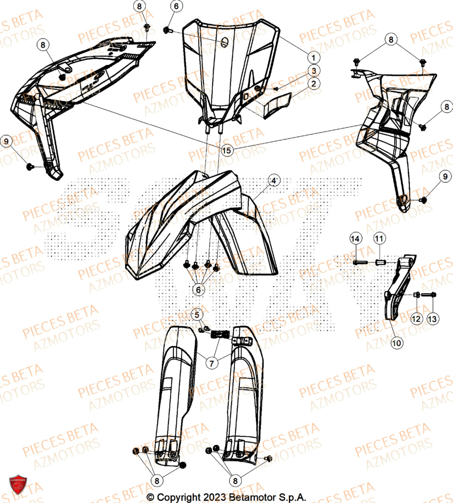 Carenages Avant AZMOTORS Pieces BETA CROSS RX 300 2T - (2025)