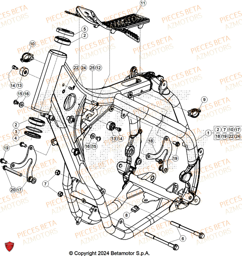 Chassis AZMOTORS Pieces BETA CROSS RX 300 2T - (2025)