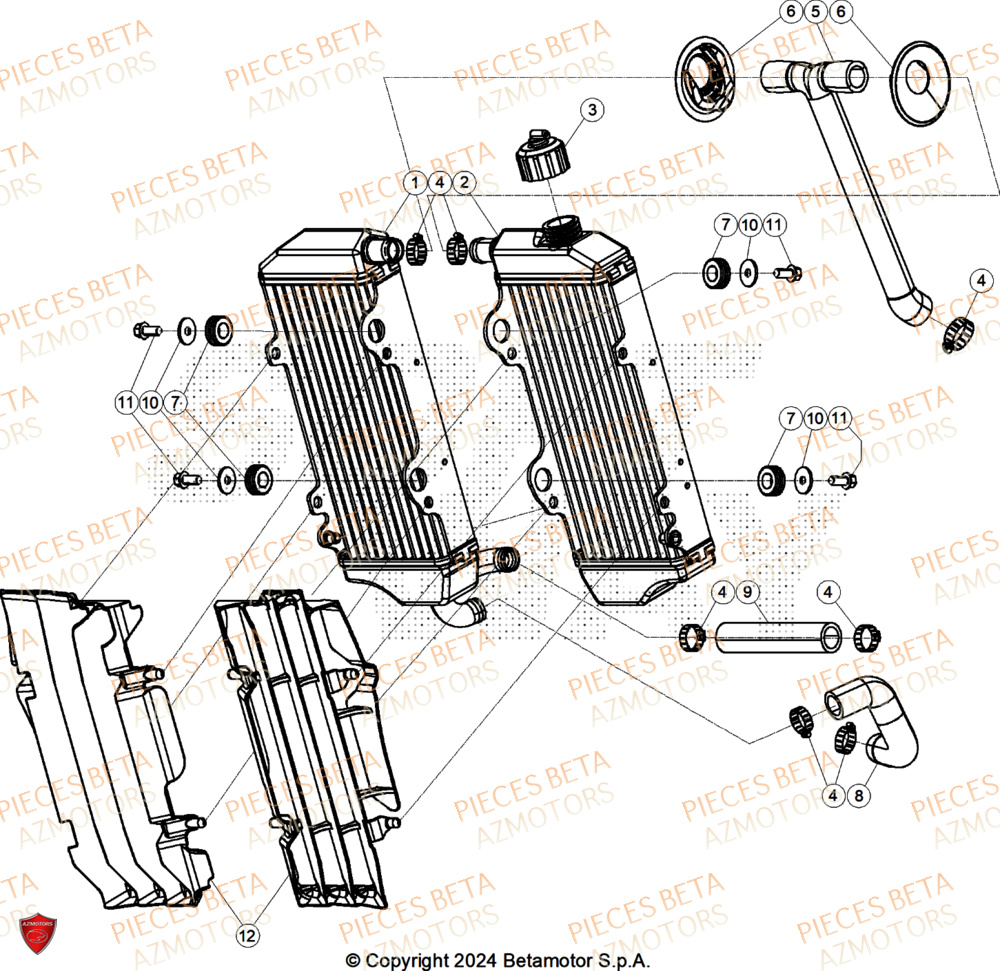 Radiateur AZMOTORS Pieces BETA CROSS RX 300 2T - (2025)