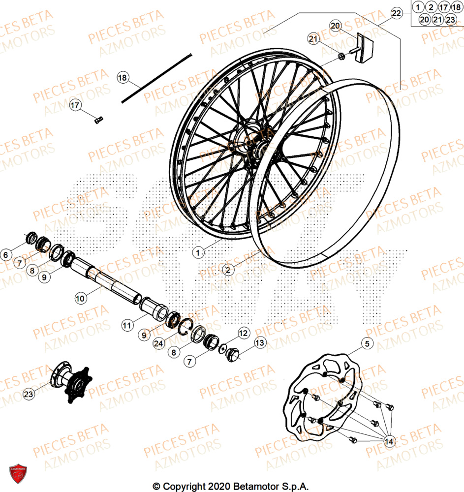 Roue Avant AZMOTORS Pieces BETA CROSS RX 300 2T - (2025)
