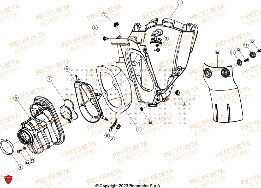 Boitier De Filtre AZMOTORS Pieces BETA CROSS RX 450 4T - (2024)