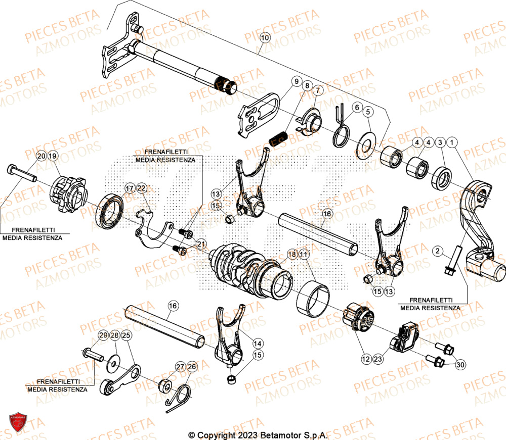 Commande Boite A Vitesses AZMOTORS Pieces BETA CROSS RX 450 4T - (2024)