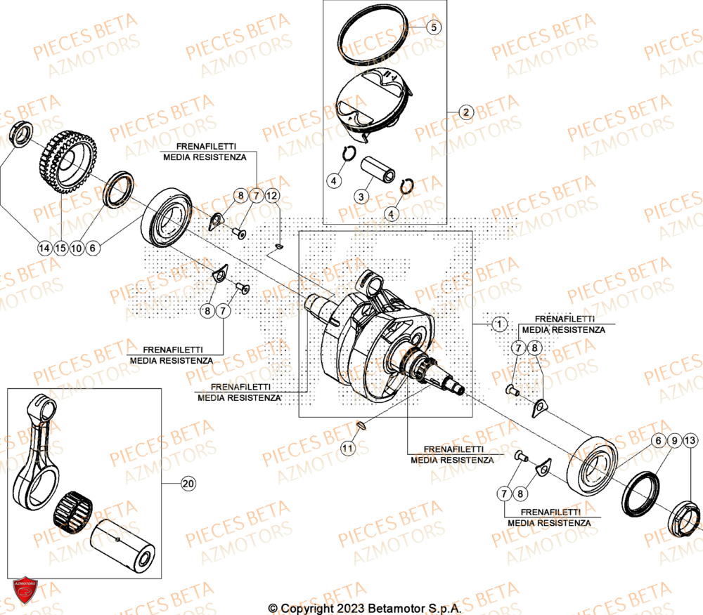 Piston Vilebrequin AZMOTORS Pieces BETA CROSS RX 450 4T - (2024)
