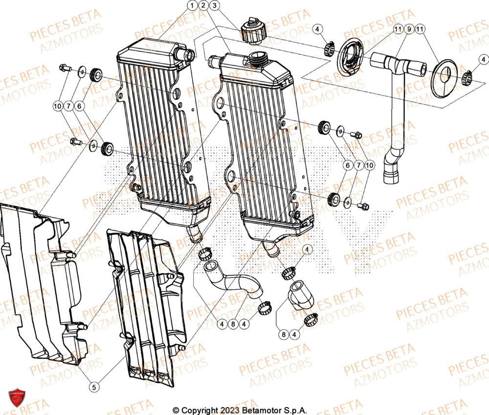 Radiateur AZMOTORS Pieces BETA CROSS RX 450 4T - (2024)
