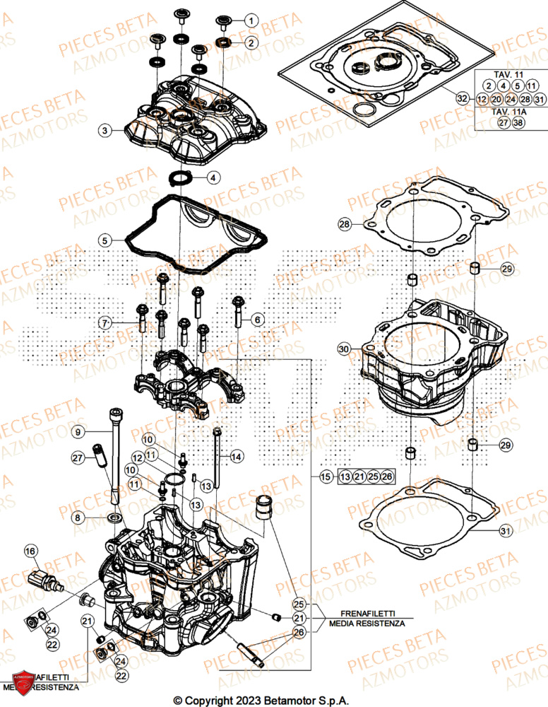 Culasse AZMOTORS Pieces BETA CROSS RX 450 4T - (2025)