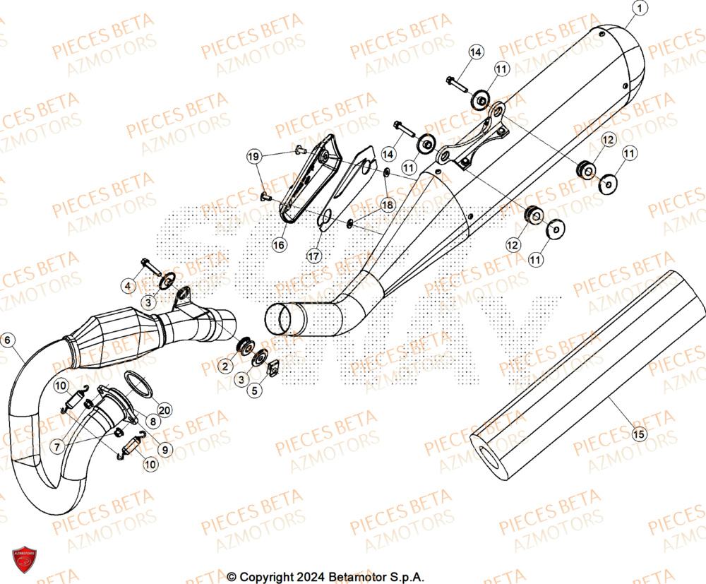 Echappement AZMOTORS Pieces BETA CROSS RX 450 4T - (2025)