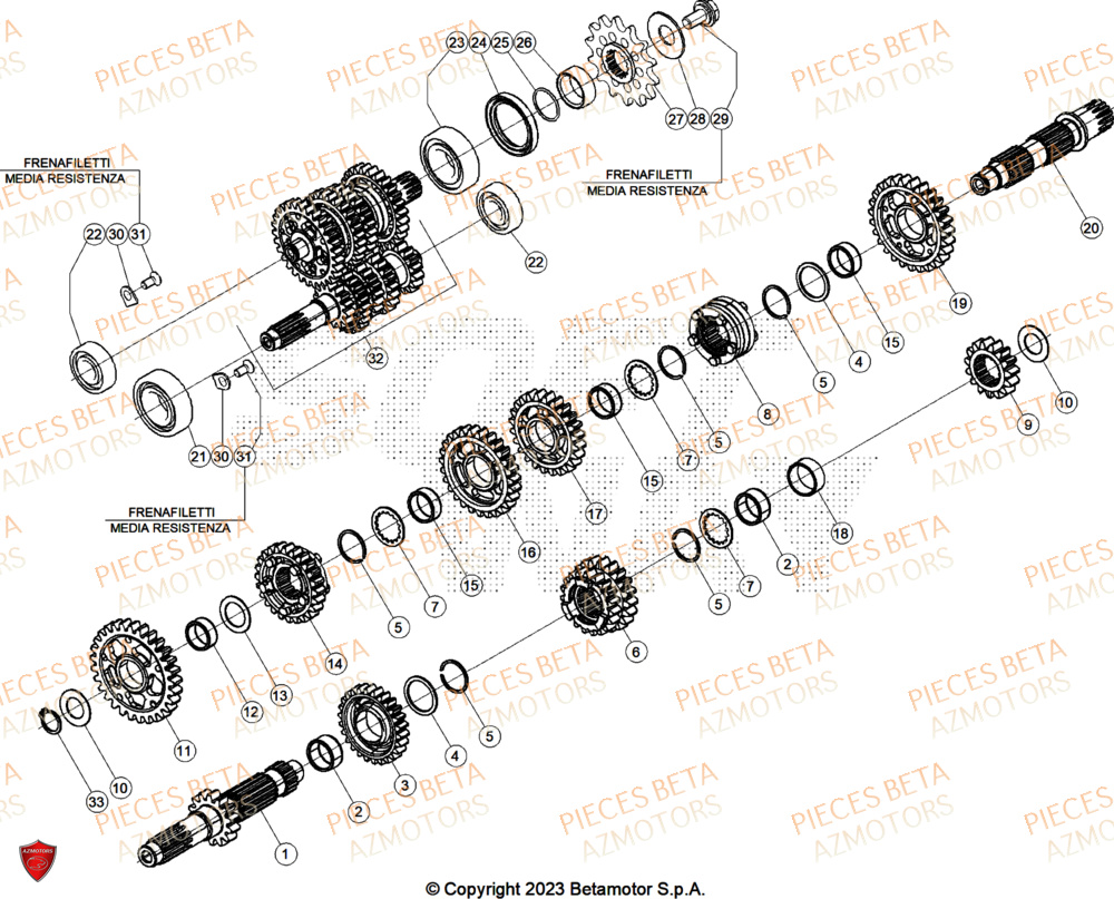 Transmission AZMOTORS Pieces BETA CROSS RX 450 4T - (2025)