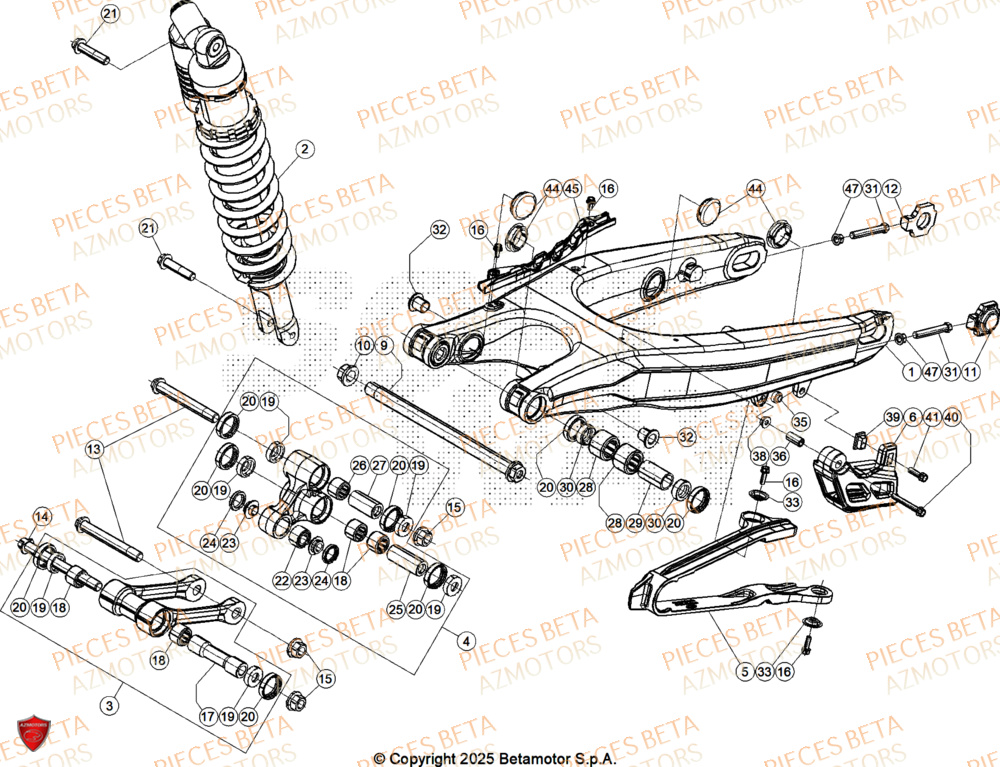 Bras Oscillant AZMOTORS Pieces BETA ENDURO RR 300 2T X-PRO - (2026)
