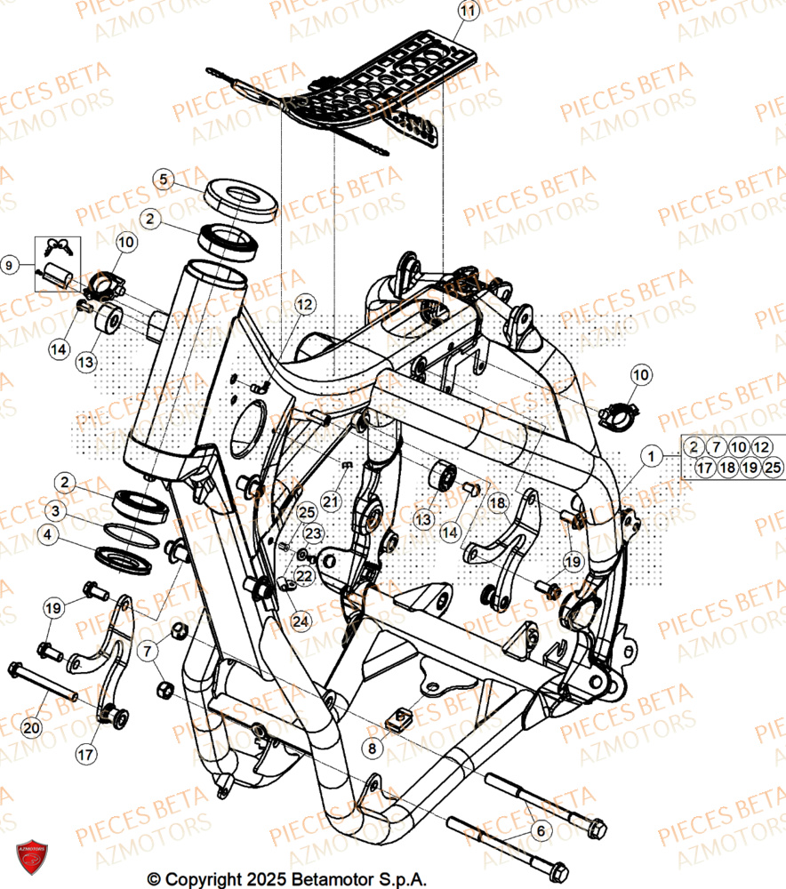 Chassis AZMOTORS Pieces BETA ENDURO RR 300 2T X-PRO - (2026)