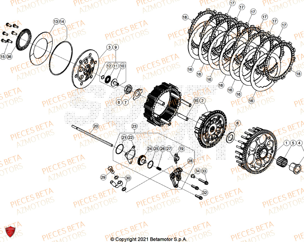 Embrayage AZMOTORS Pieces BETA ENDURO RR 300 2T X-PRO - (2026)