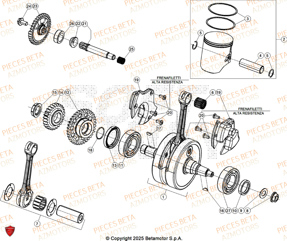 Vilebrequin AZMOTORS Pieces BETA ENDURO RR 300 2T X-PRO - (2026)