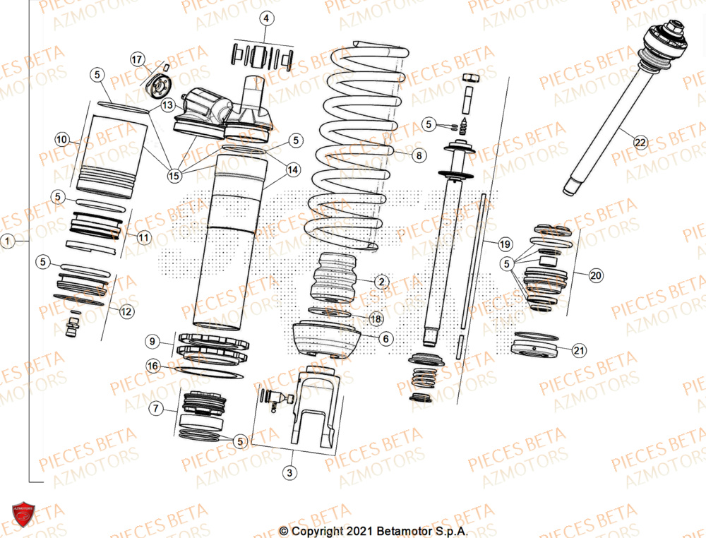 Amortisseur AZMOTORS Pieces BETA ENDURO RR 350 4T X-PRO - (2026)