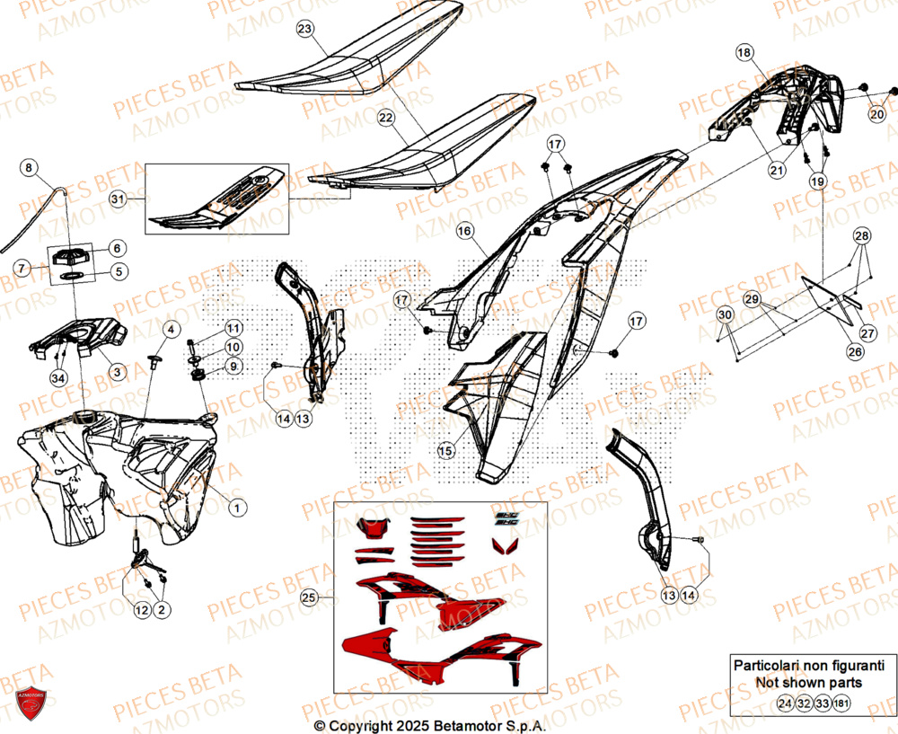 Carenage Arriere AZMOTORS Pieces BETA ENDURO RR 350 4T X-PRO - (2026)