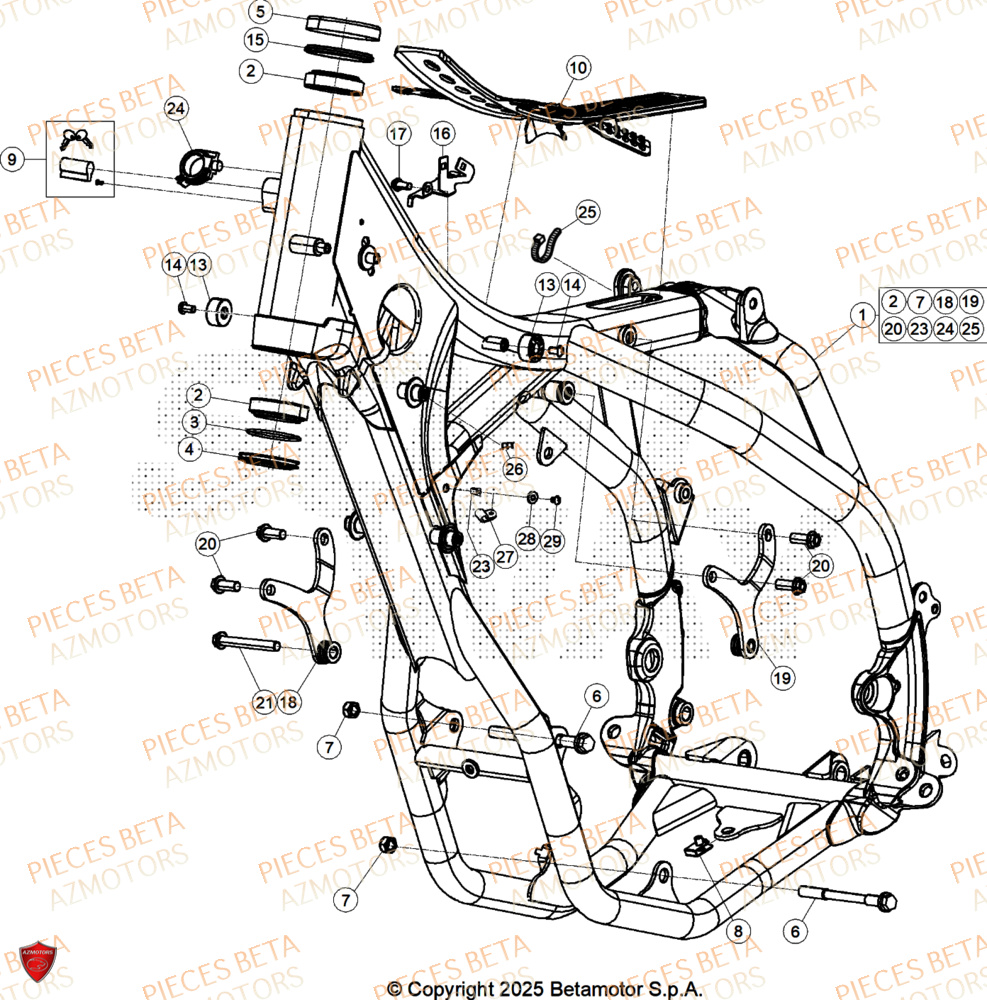 Chassis AZMOTORS Pieces BETA ENDURO RR 350 4T X-PRO - (2026)