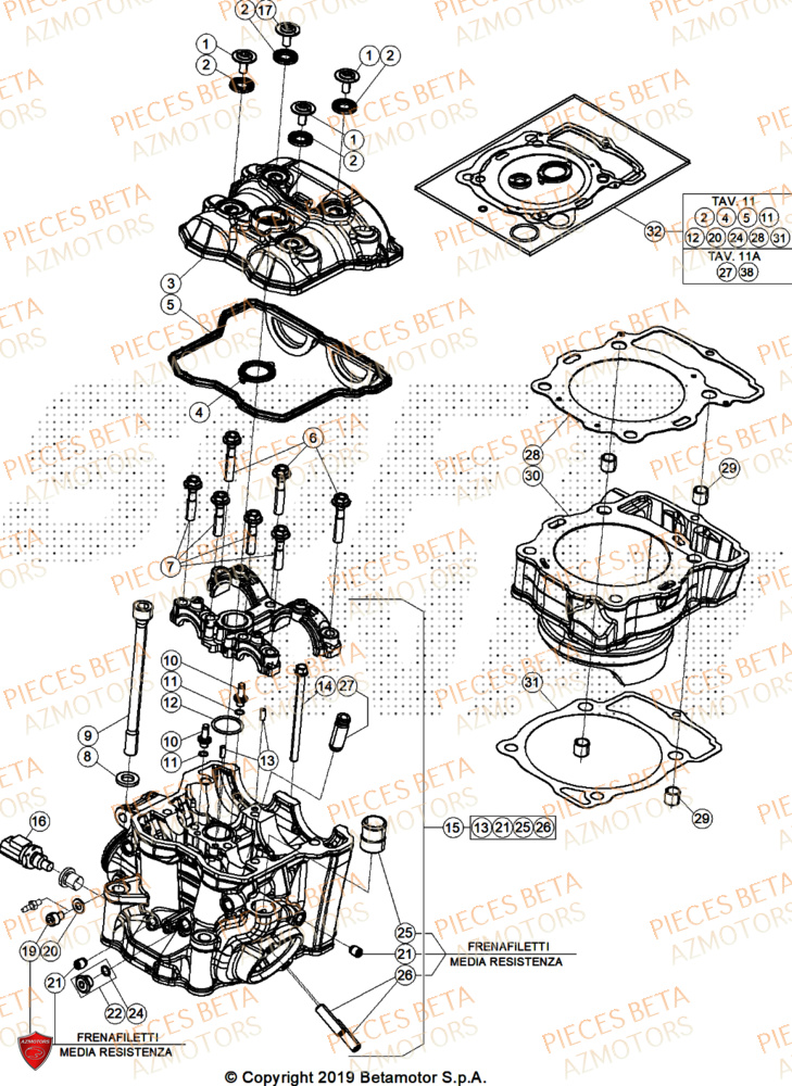 Cylindre AZMOTORS Pieces BETA ENDURO RR 350 4T X-PRO - (2026)