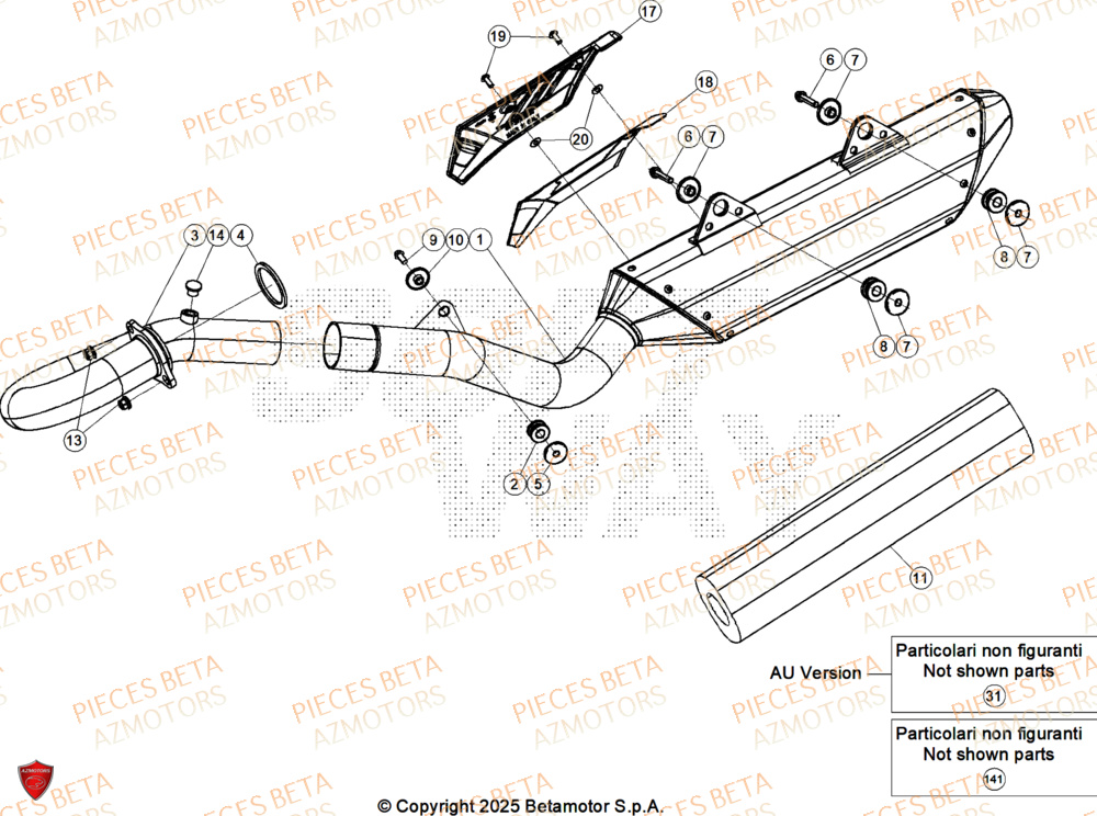 Echappement AZMOTORS Pieces BETA ENDURO RR 350 4T X-PRO - (2026)