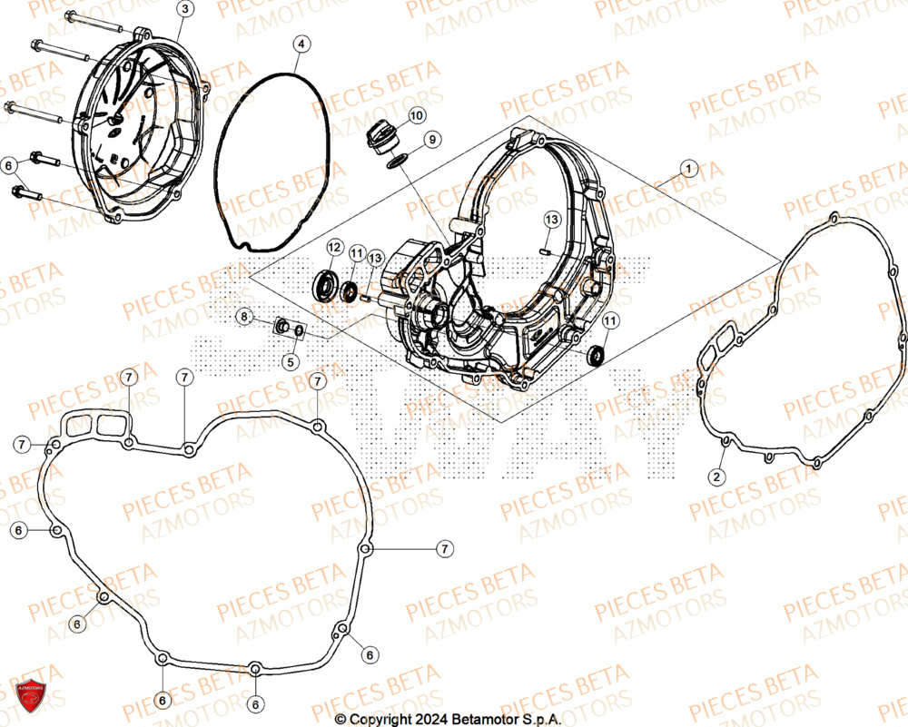 Couvercle Embrayage AZMOTORS Pieces BETA ENDURO RR 390 4T X-PRO - (2026)