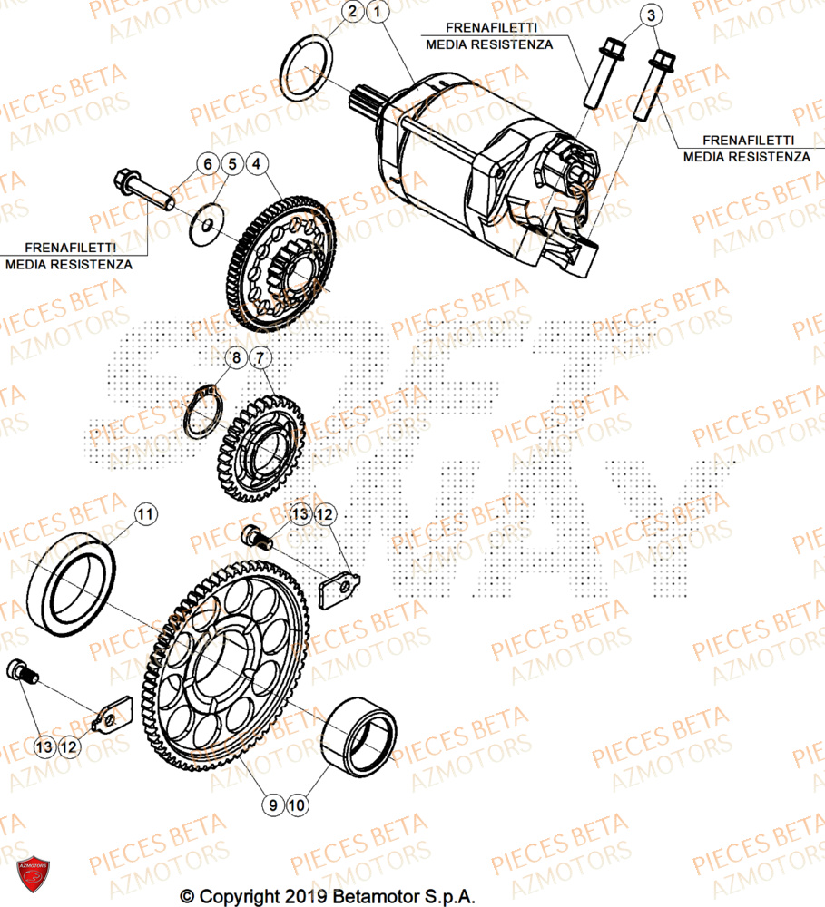 Demarreur AZMOTORS Pieces BETA ENDURO RR 390 4T X-PRO - (2026)