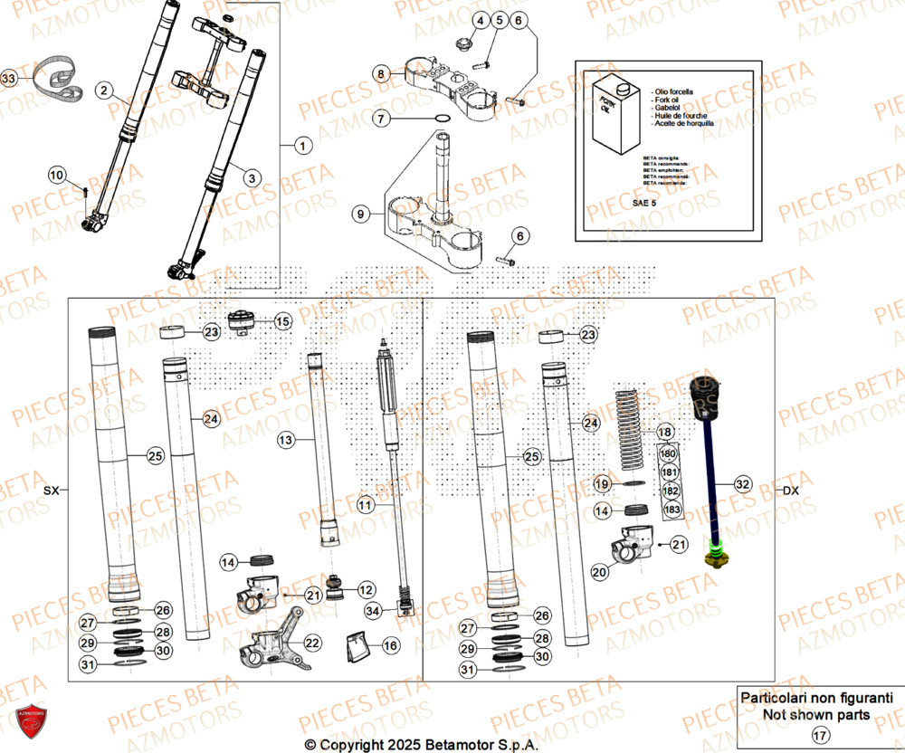Fourche AZMOTORS Pieces BETA ENDURO RR 390 4T X-PRO - (2026)