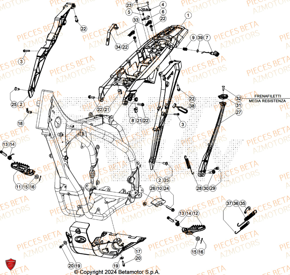 Accessoires Du Chassis AZMOTORS Pieces BETA ENDURO RR 430 4T X-PRO - (2026)