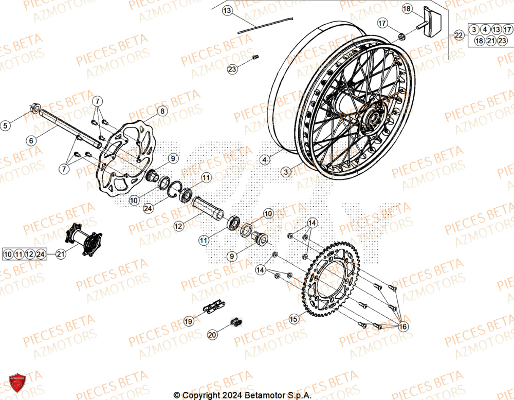 Roue Arriere AZMOTORS Pieces BETA ENDURO RR 430 4T X-PRO - (2026)