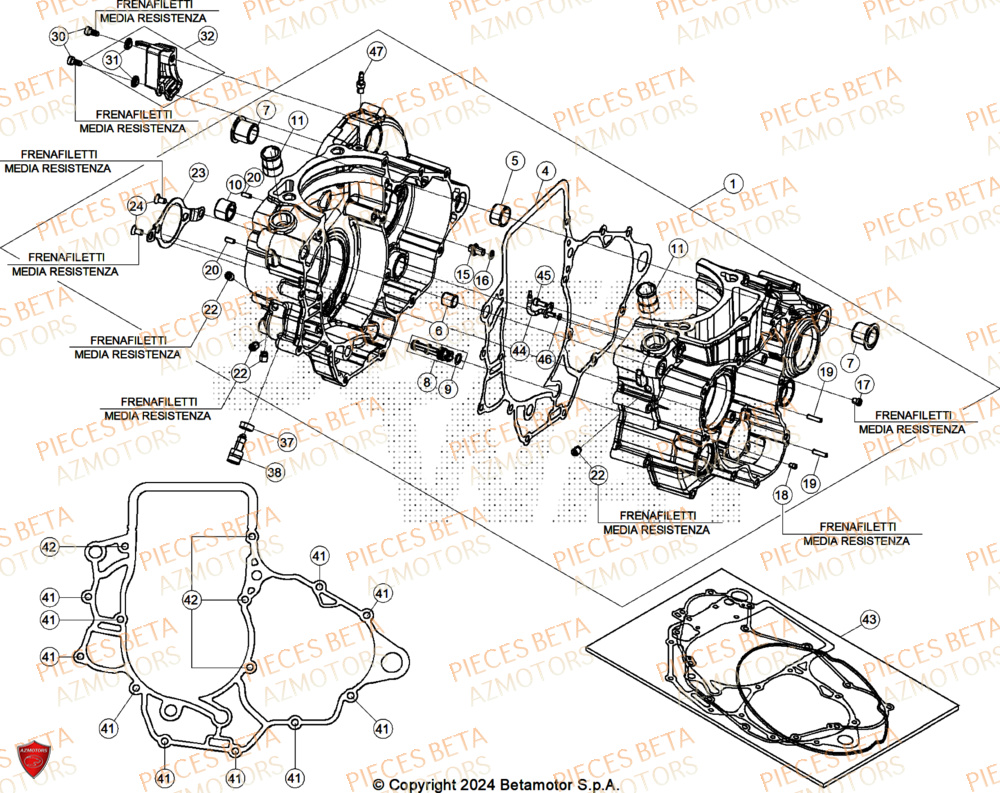 Carter Moteur AZMOTORS Pieces BETA ENDURO RR 480 4T X-PRO - (2026)
