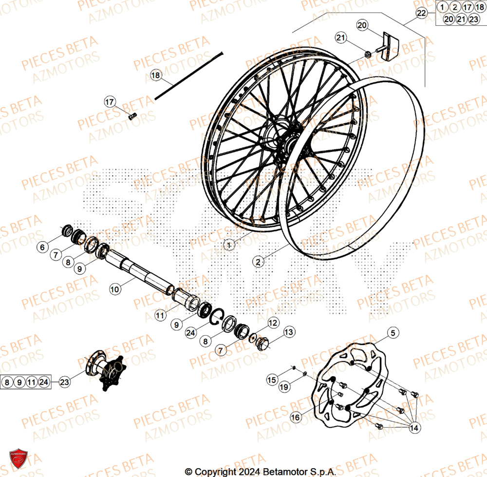 Roue Avant AZMOTORS Pieces BETA ENDURO RR 480 4T X-PRO - (2026)