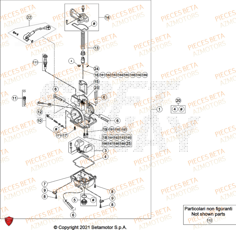 Carburateur AZMOTORS Pieces BETA ENDURO RR 300 2T X-PRO - (2025)