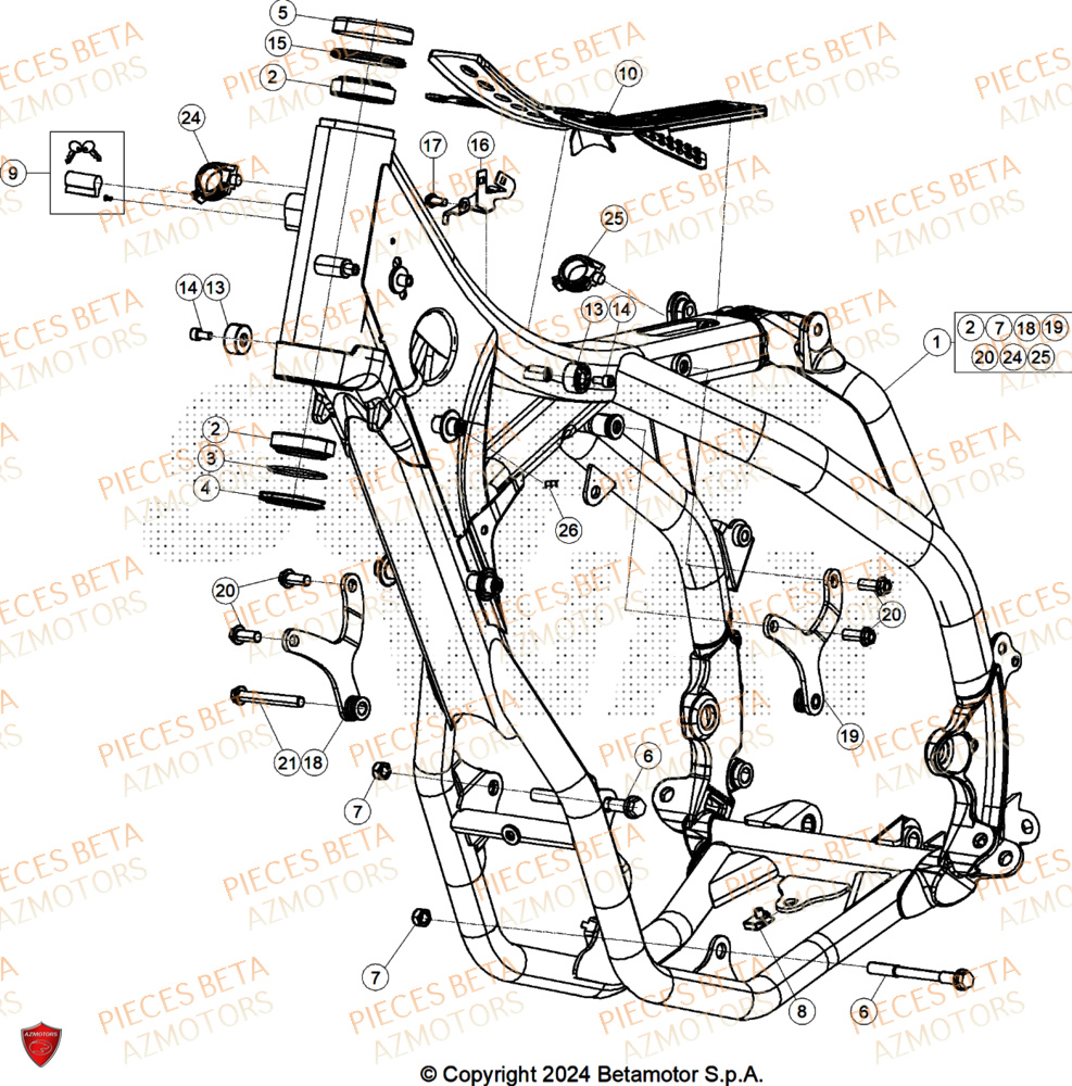 Chassis AZMOTORS Pieces BETA ENDURO RR 350 4T RACE/EURO 5+ - (2025)
