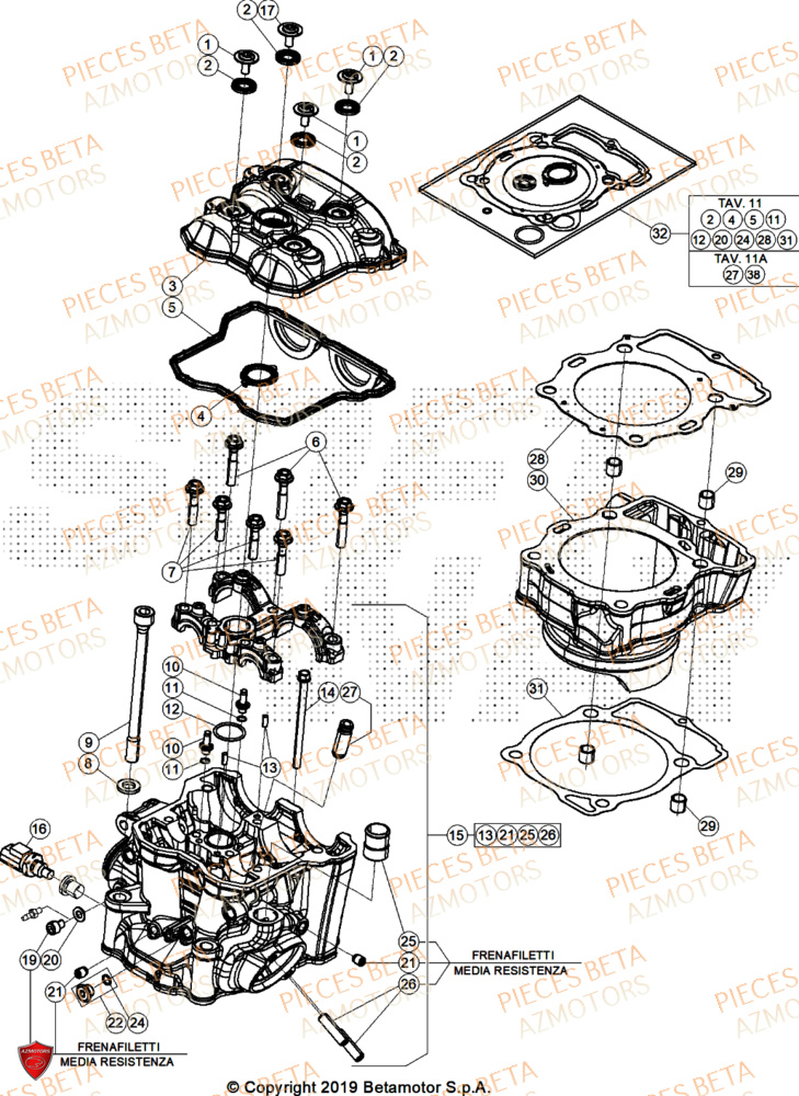 Cylindre AZMOTORS Pieces BETA ENDURO RR 350 4T RACE/EURO 5+ - (2025)
