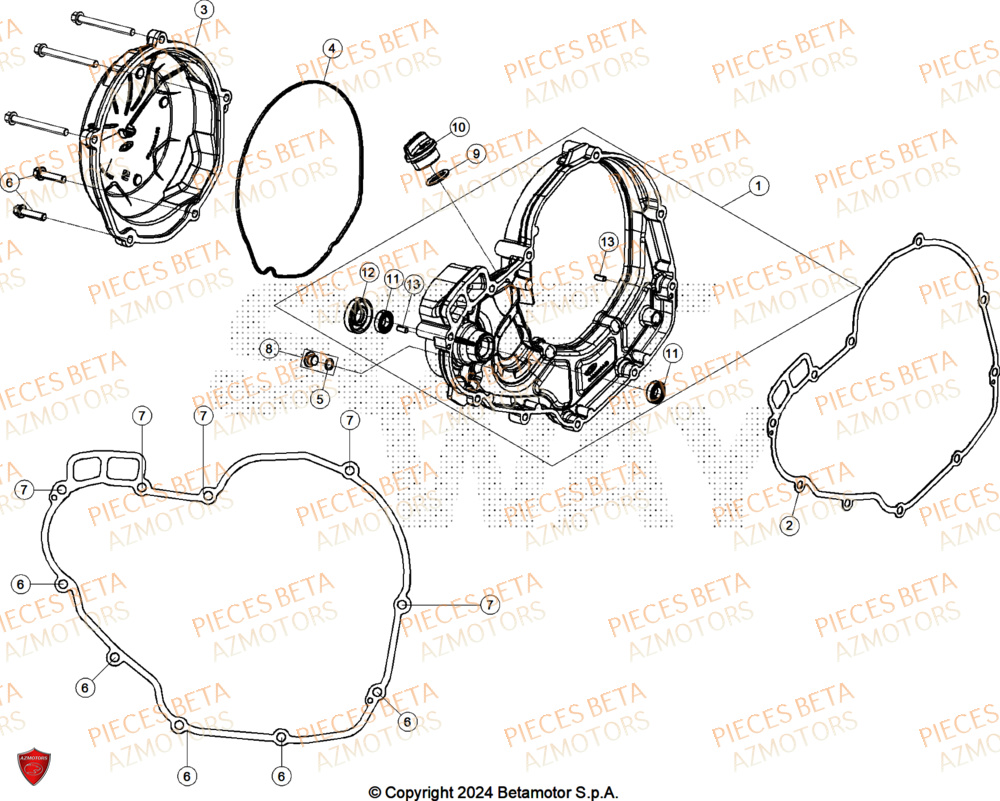 Couvercle Embrayage AZMOTORS Pieces BETA ENDURO RR 390 4T RACE/EURO 5+ - (2025)
