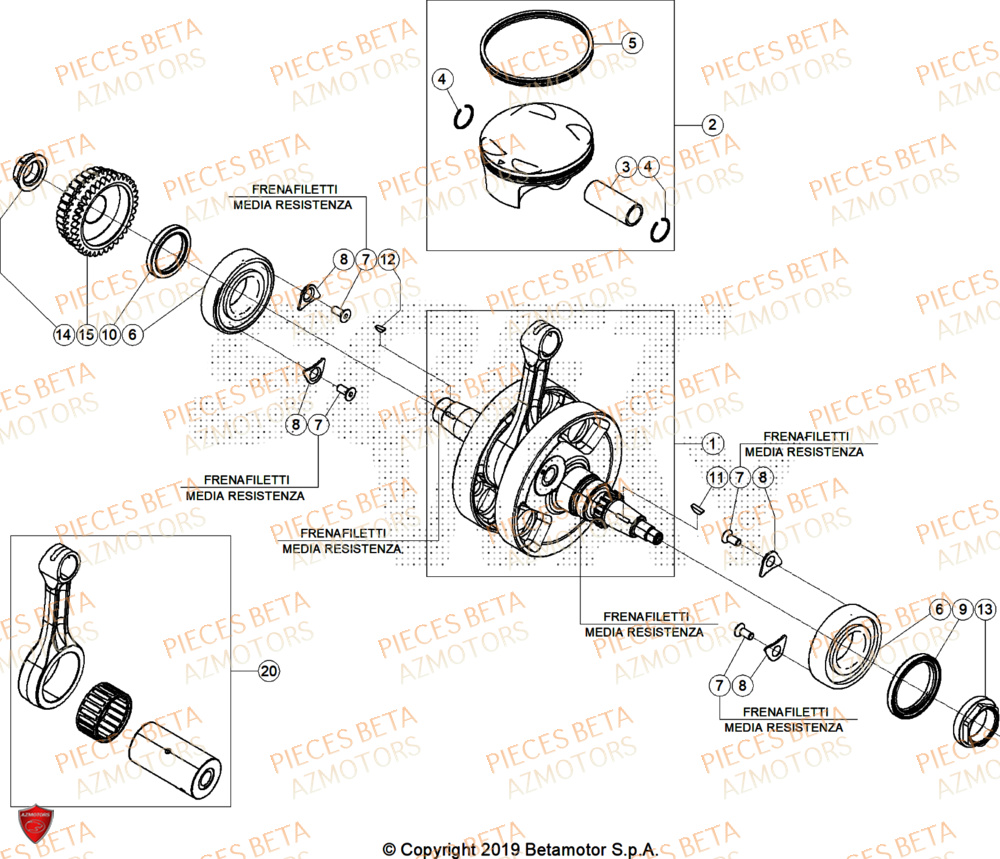 Vilebrequin AZMOTORS Pieces BETA ENDURO RR 390 4T RACE/EURO 5+ - (2025)
